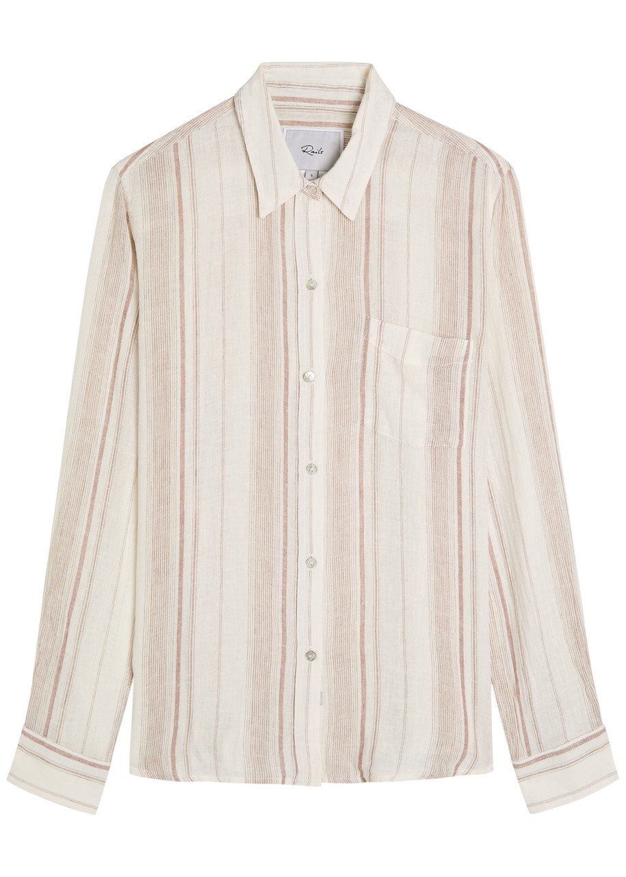 Rails Charli Striped Linen-blend Shirt - Beige - M (UK12 / M)