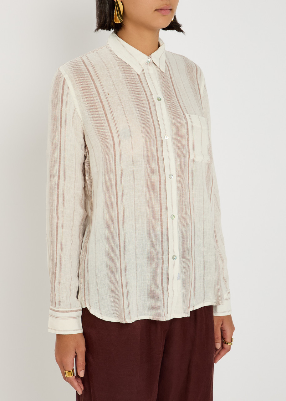 Rails Charli Striped Linen-blend Shirt In Neutral