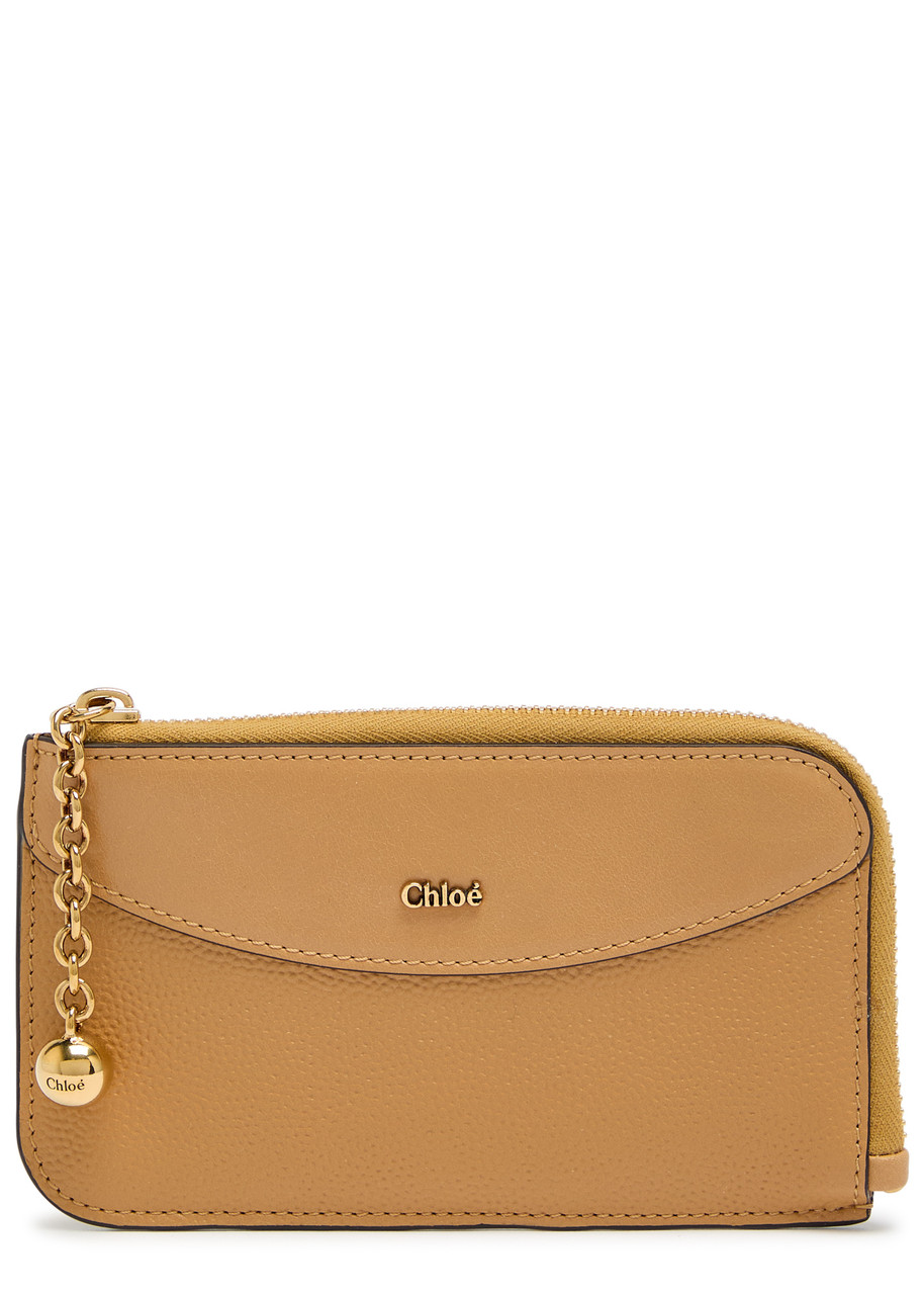 Chloe Charm-embellished Pebbled Leather Wallet - Beige - One Size