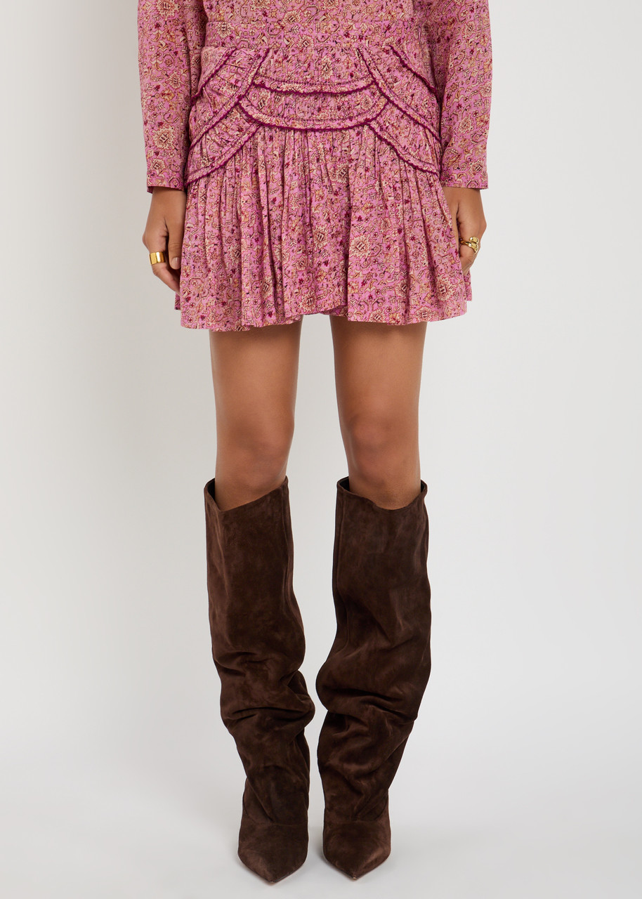 Isabel Marant Étoile Ceola Printed Ruffled Cotton Skirt In Pink