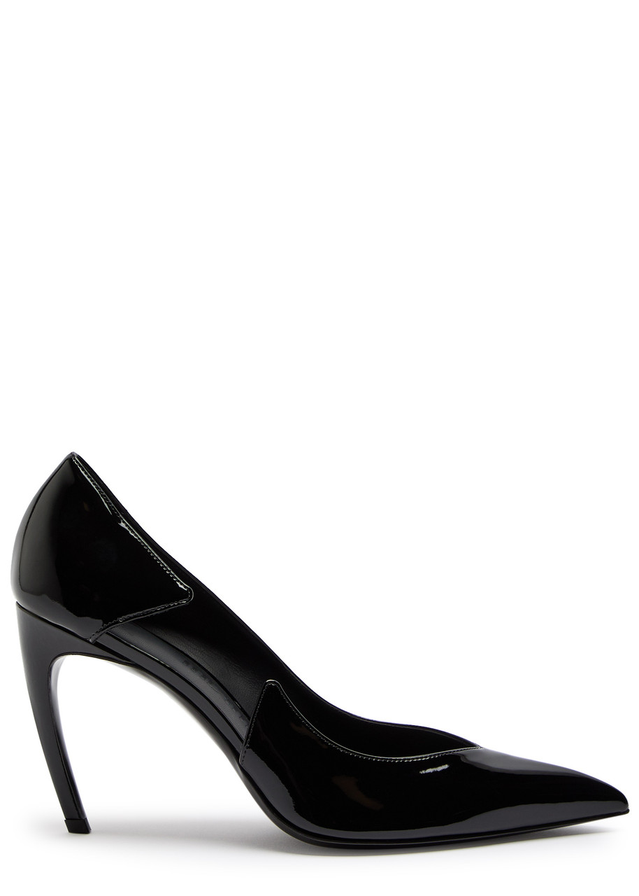 Attico The  Mia 95 Cut-out Patent Leather Pumps In Black