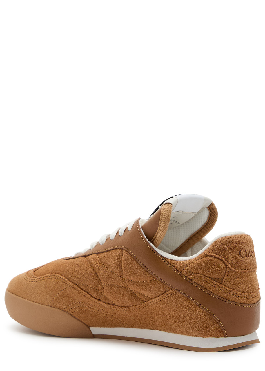 Chloé Women 'kick' Beige Low Top Sneakers With Logo Patch On The Tongue In Suede Woman In Brown