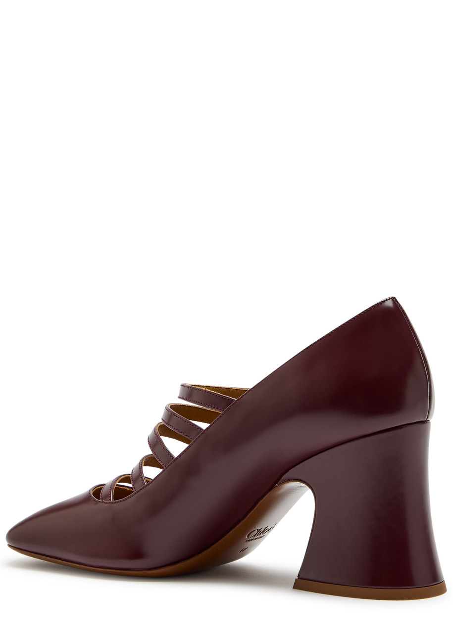 Chloé Chloe Janis 80 Multi-strap Leather Pumps In Burgundy