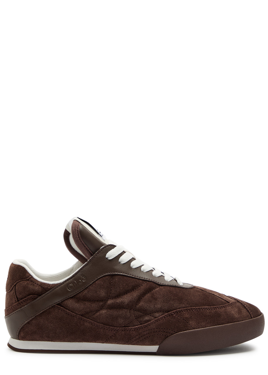 Chloé Chloe Kick Quilted Suede Sneakers In Brown