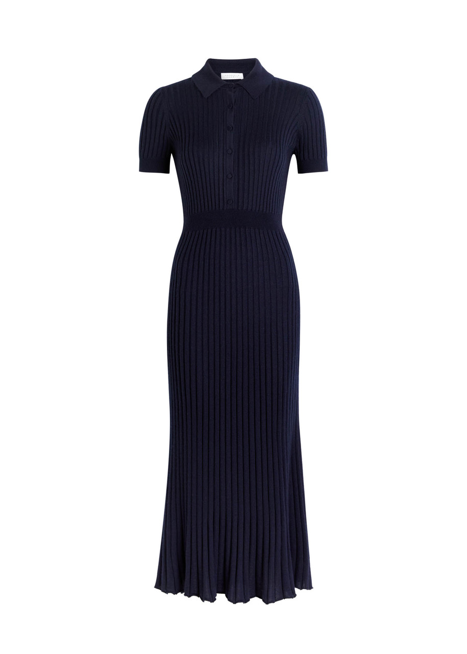 Gabriela Hearst Amor Silk And Cashmere-blend Midi Dress In Navy