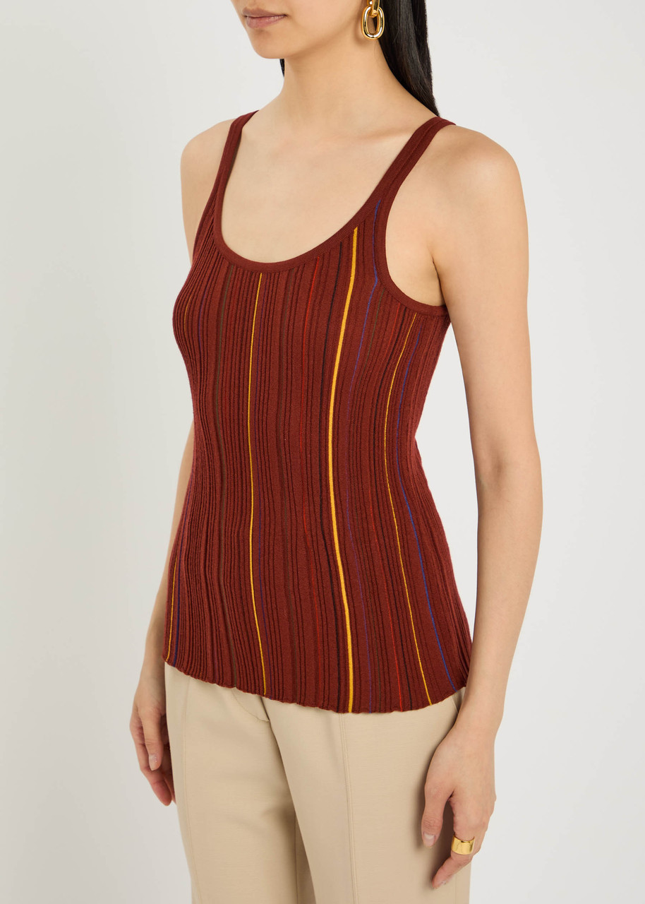 Gabriela Hearst Yara Pinstripe Knit Tank Top In Burnt Sienna Merino Wool In Multi