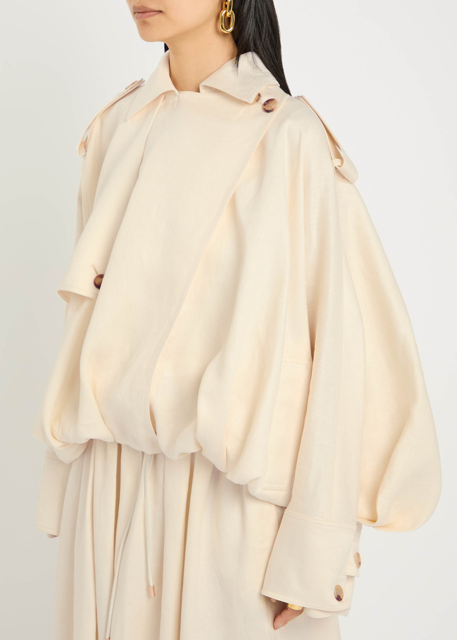 Gabriela Hearst Hunt Drawstring Linen Trench Jacket In White