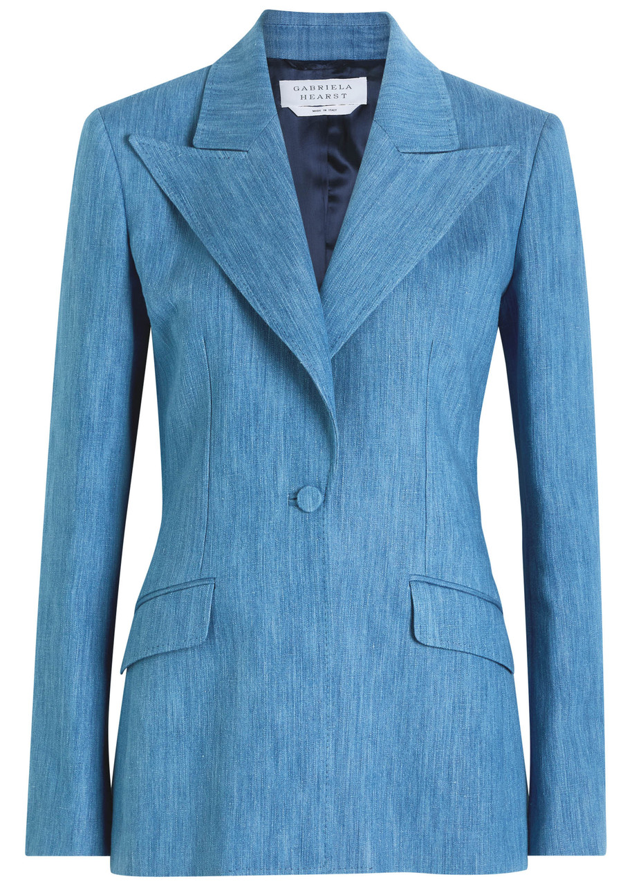 Gabriela Hearst Leiva Cotton-blend Blazer In Blue