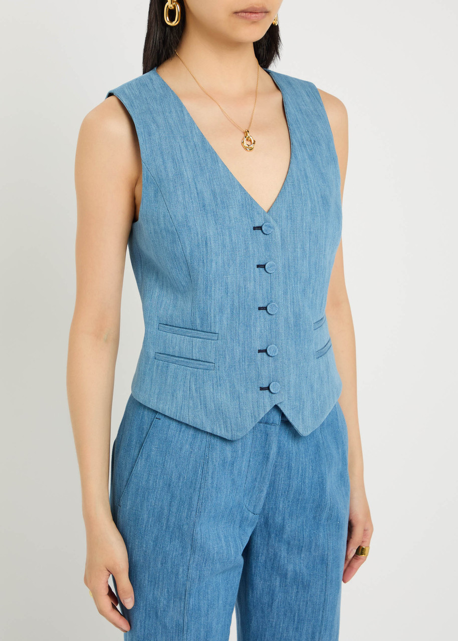 Gabriela Hearst Coleridge Cotton-blend Vest In Blue