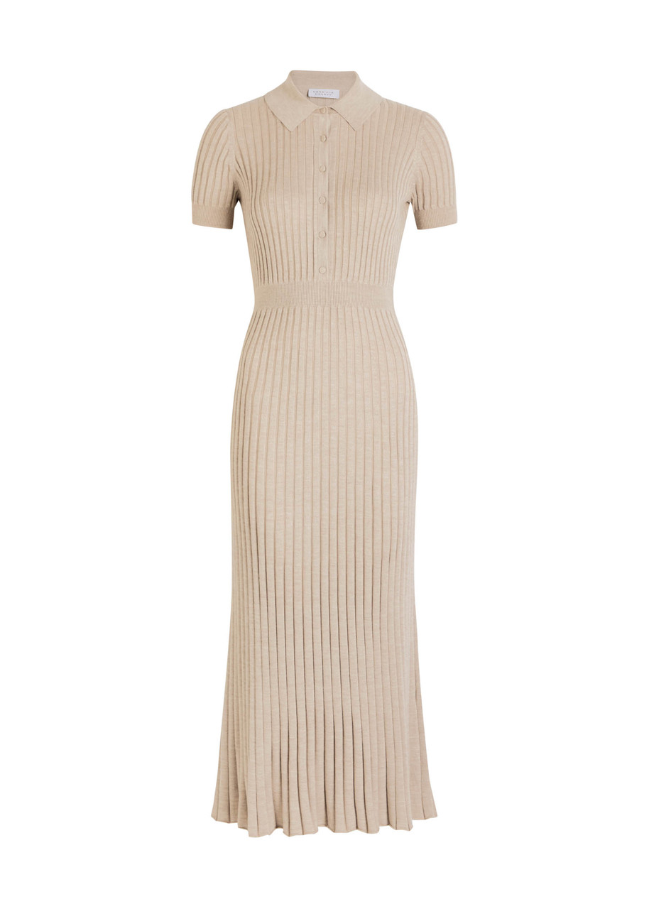 Gabriela Hearst Amor Silk And Cashmere-blend Midi Dress In Beige