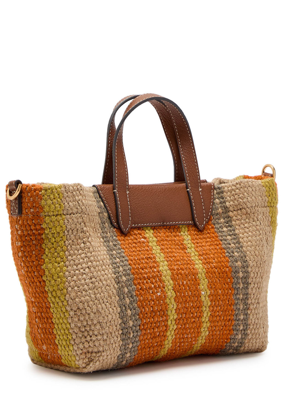 Anya Hindmarch X Maison Bengal Xs Striped Jute Tote In Orange