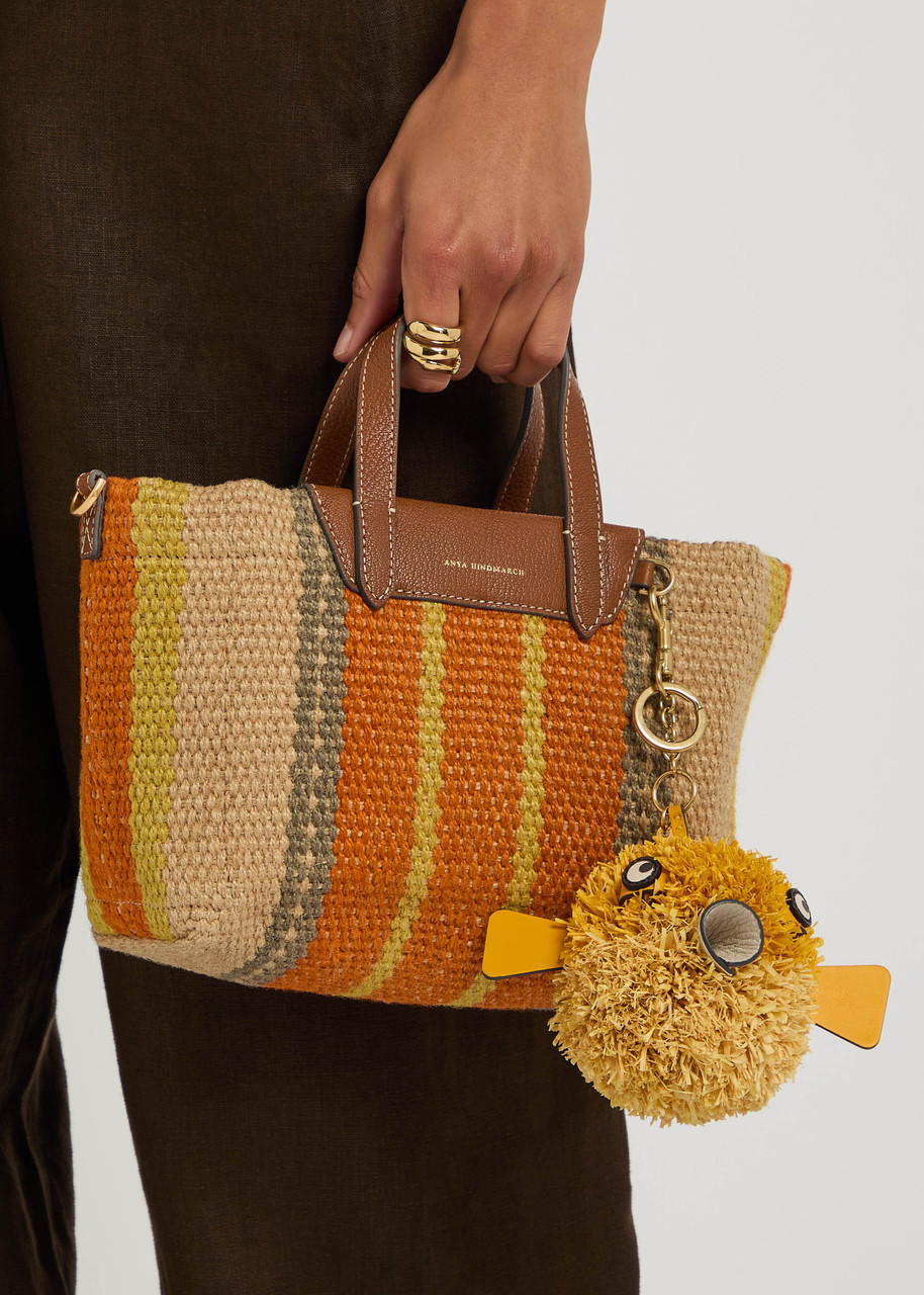 Anya Hindmarch Blowfish Raffia Bag Charm In Beige