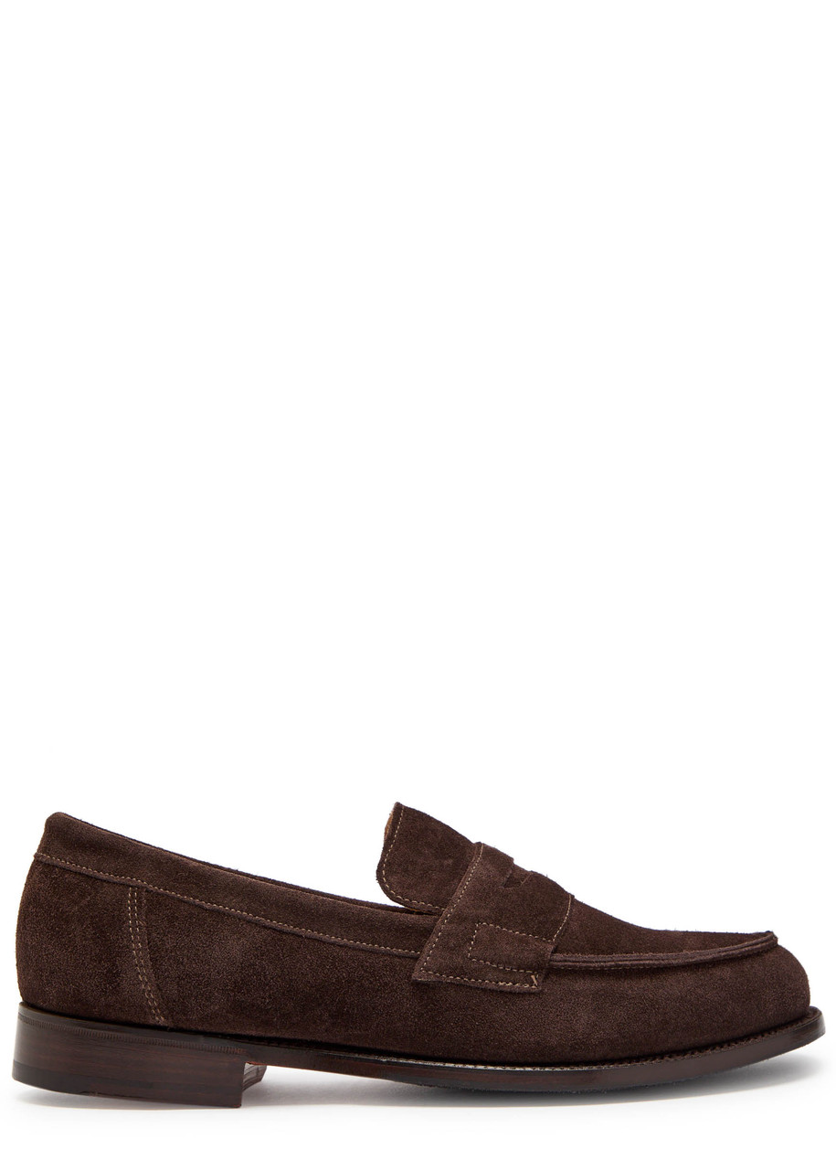 Grenson Epsom Suede Loafers In Brown
