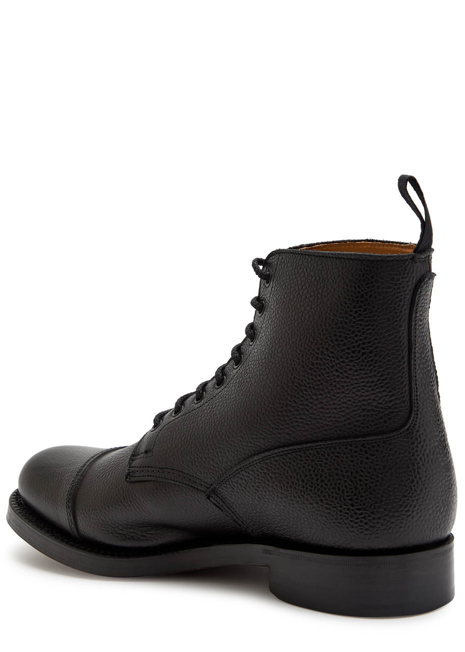 Grenson Shoe 3 Grained Leather Boots In Black