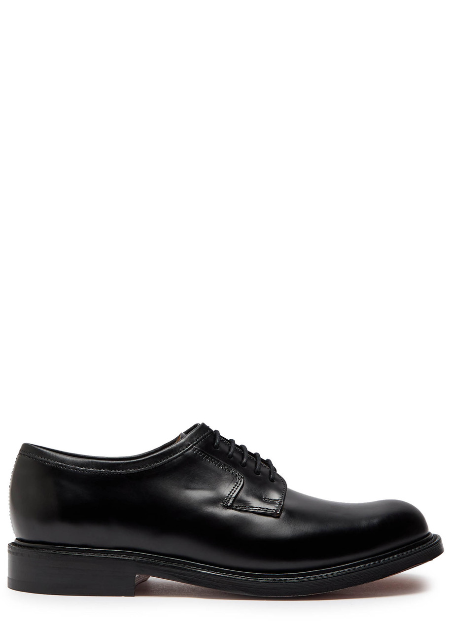 Grenson Camden Polished-leather Derby Shoes In Black