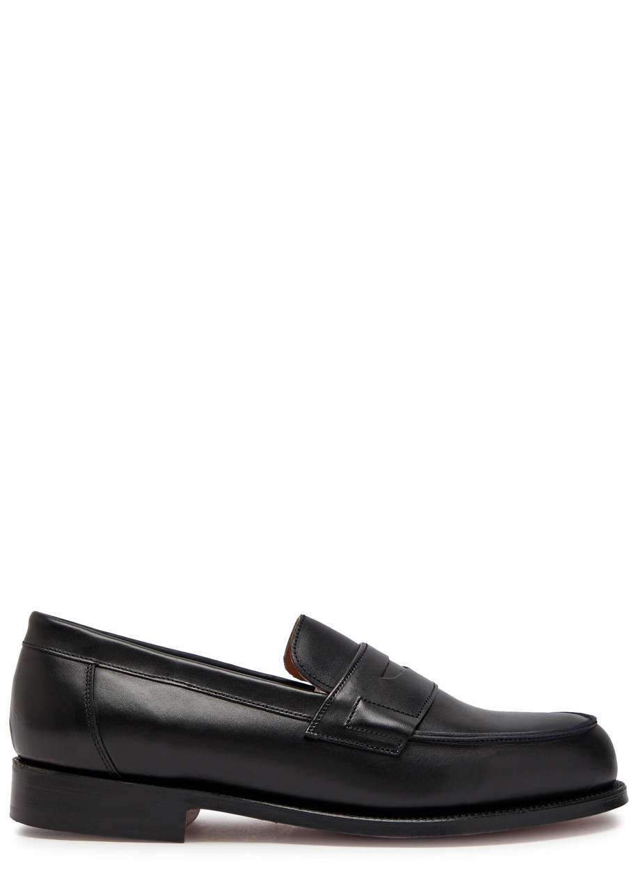 Grenson Black Epsom Leather Penny Loafers In Black