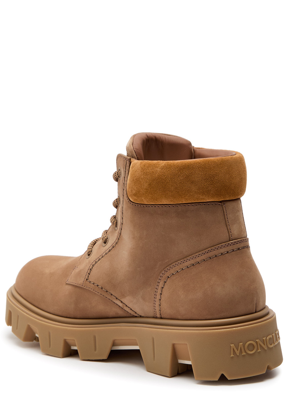 Moncler Peak City Nubuck Hiking Boots In Beige