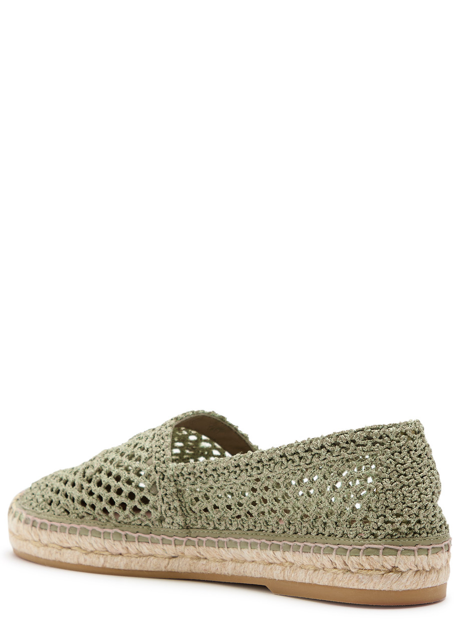 Chloé Chloe Isla Crocheted Espadrille Flats In Green