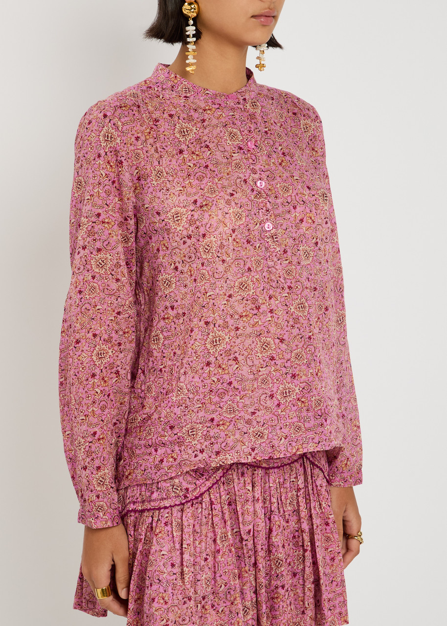 Isabel Marant Étoile Maria Printed Cotton Top In Pink