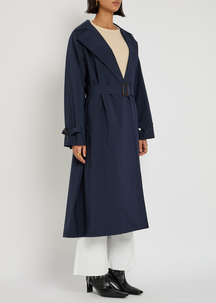 Weekend Max Mara Fatto Belted Cotton Trench Coat In Blue