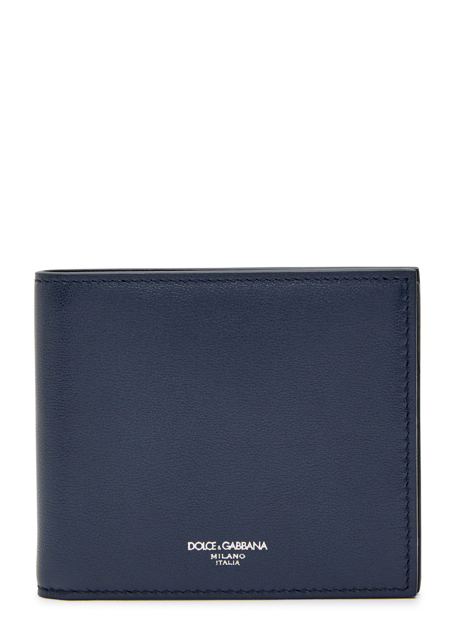 Dolce & Gabbana Logo Grained Leather Wallet In Blue