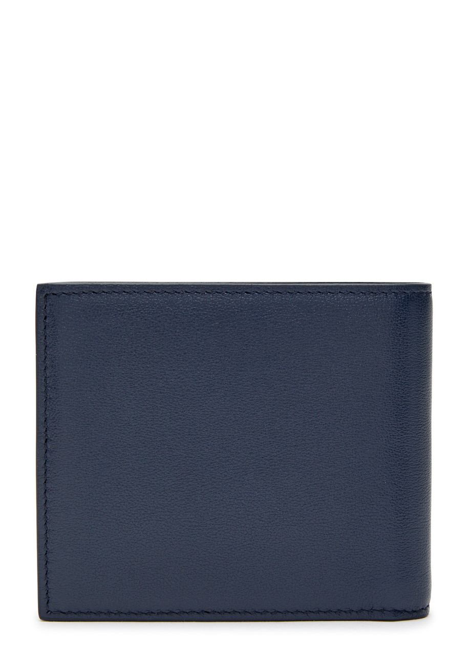 Dolce & Gabbana Logo Grained Leather Wallet In Blue