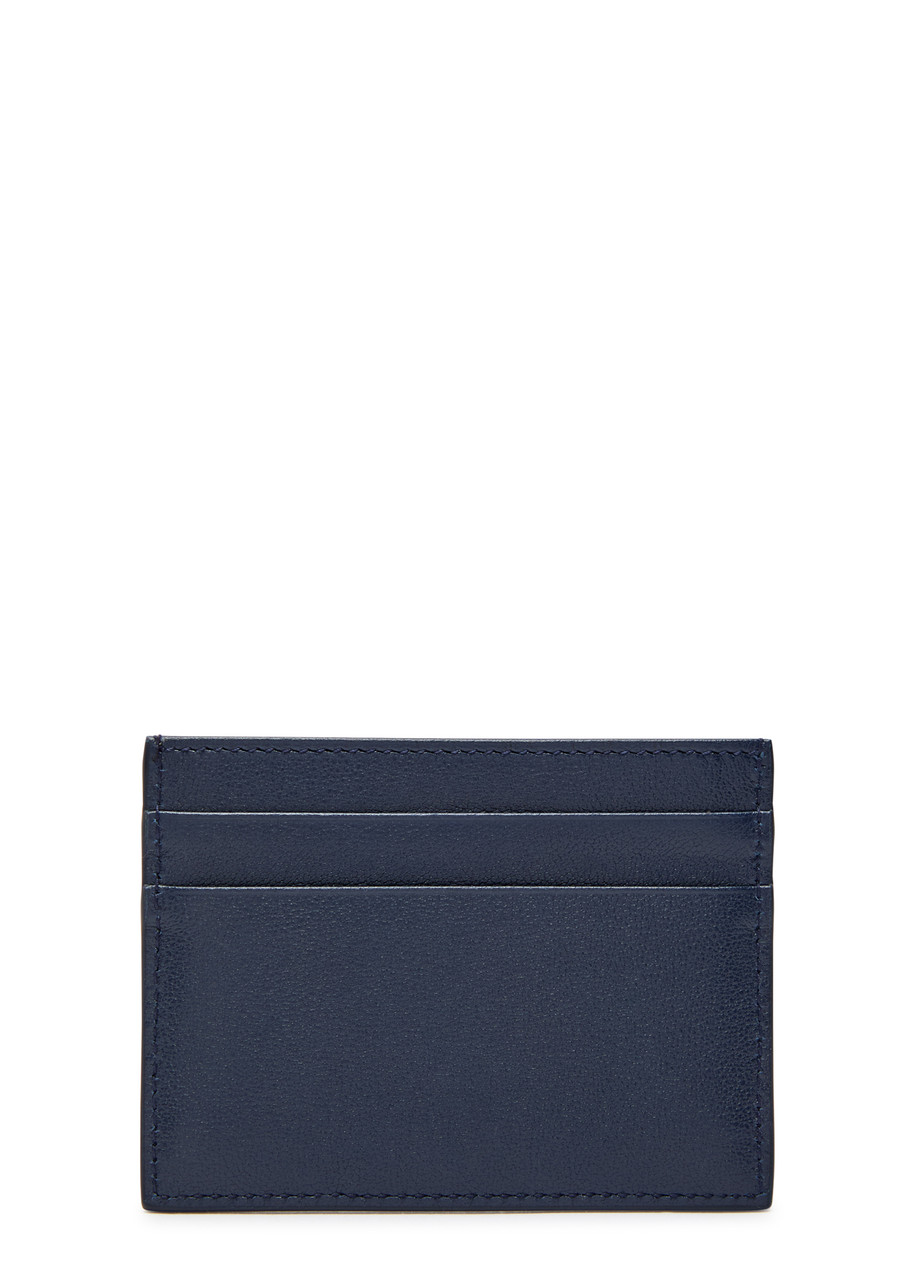 Dolce & Gabbana Logo Grained Leather Card Holder In Blue