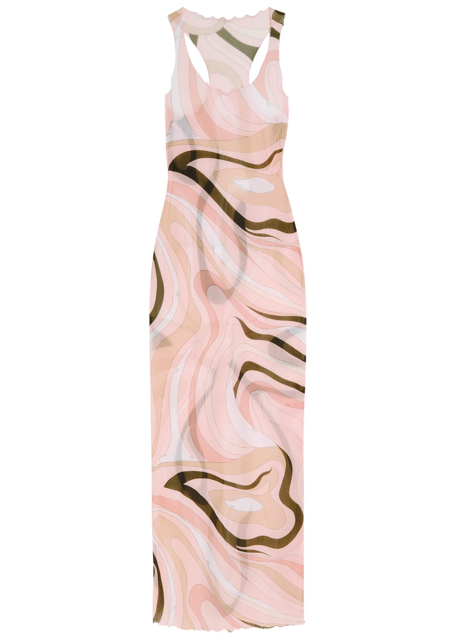 Pucci Marmo Printed Stretch-tulle Maxi Dress - Multi Print - 42 (UK10 / S)