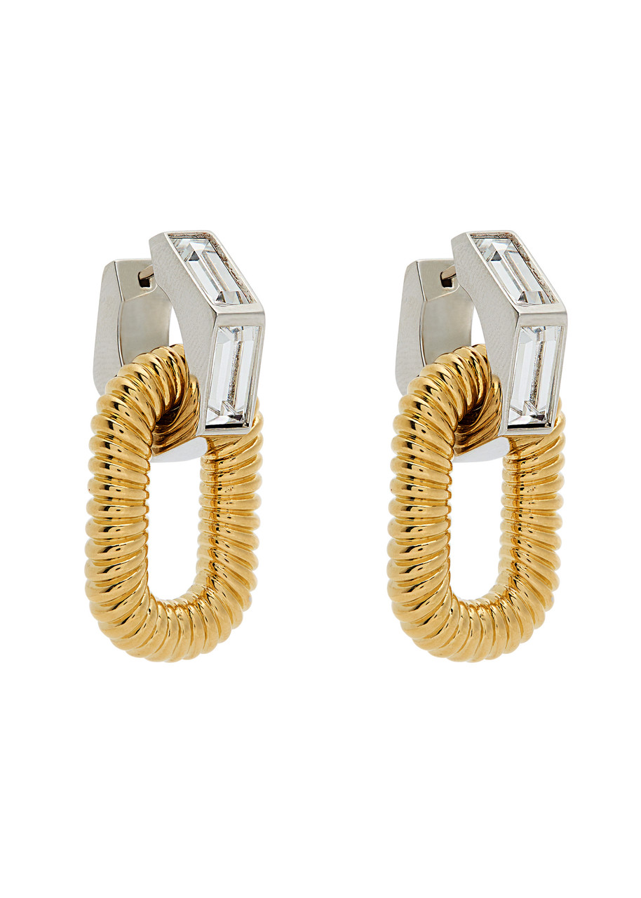 Rabanne Xl Link Two-tone Hoop Earrings In Gold