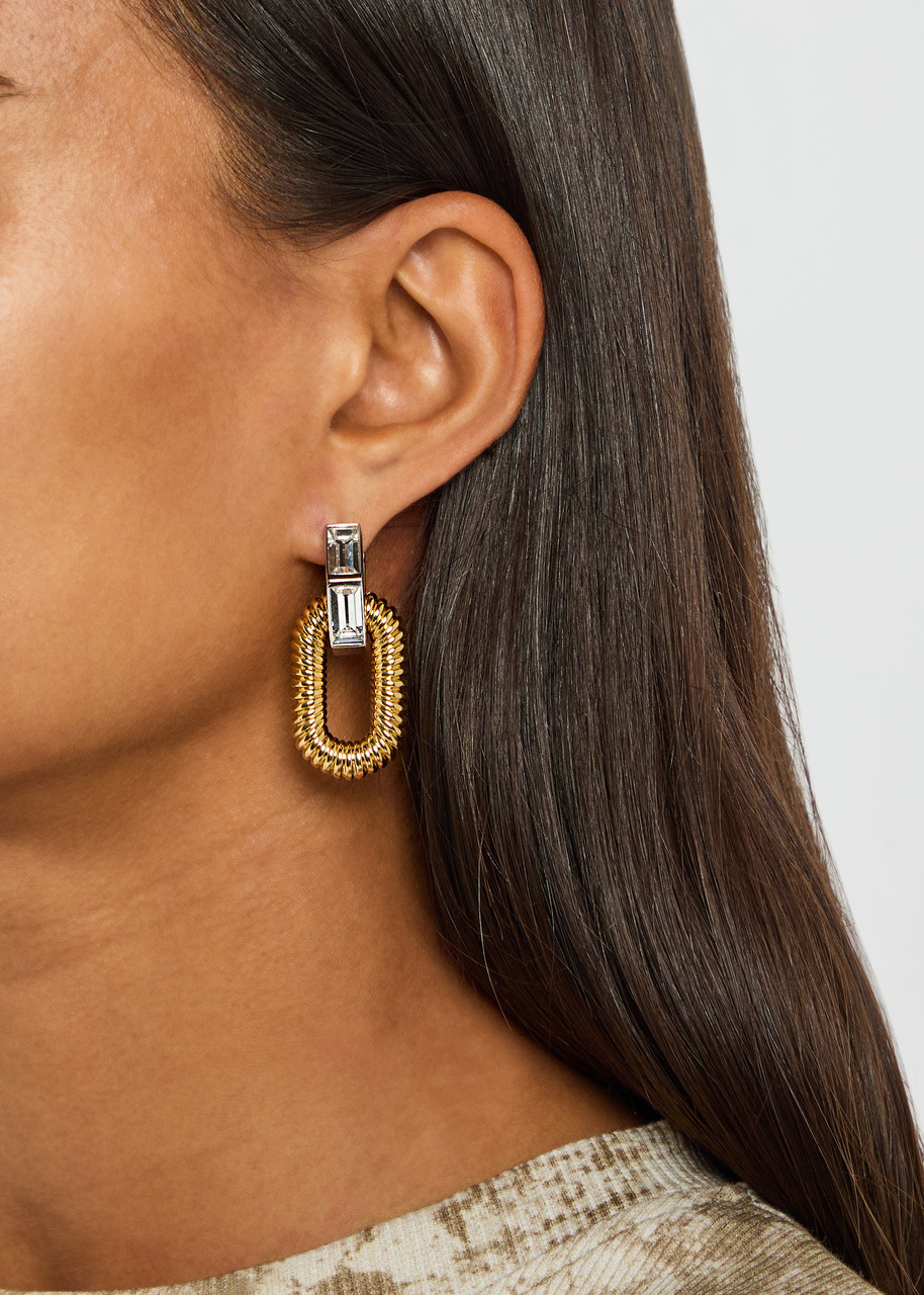 Rabanne Xl Link Two-tone Hoop Earrings In Gold
