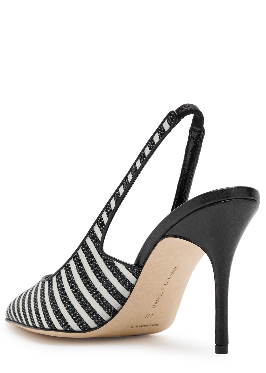 Manolo Blahnik Allurafia 90 Striped Leather Slingback Pumps In Multi