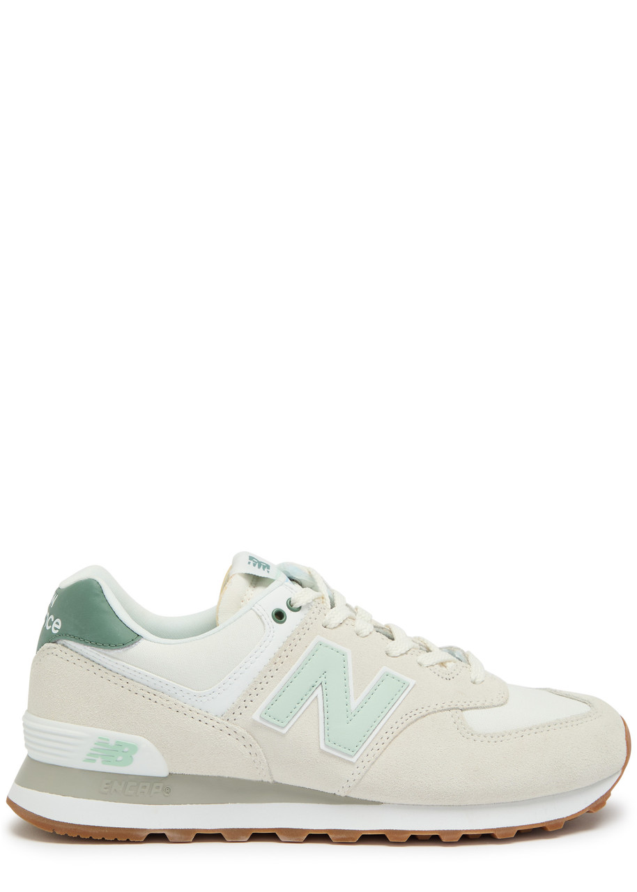 New Balance 574 Panelled Brushed Suede Sneakers In Gray