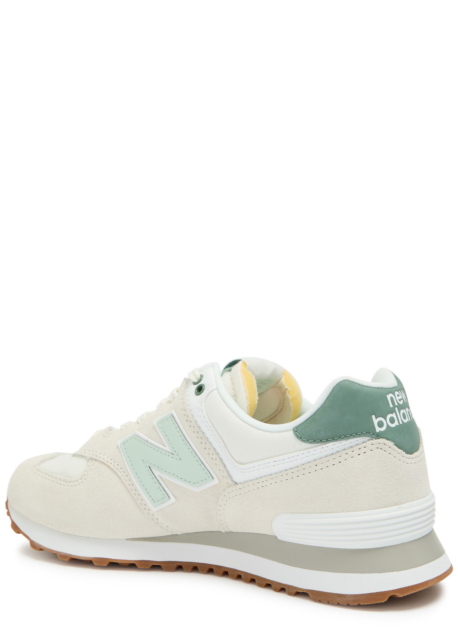 New Balance 574 Panelled Brushed Suede Sneakers In Gray