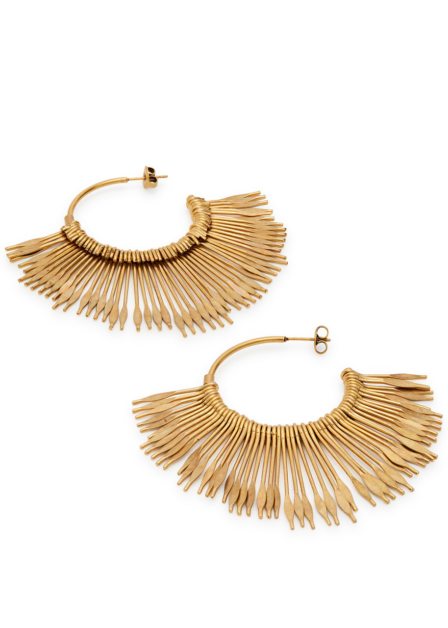  Isabel Marant Aria Fringed Hoop Earrings - Brass - One Size 