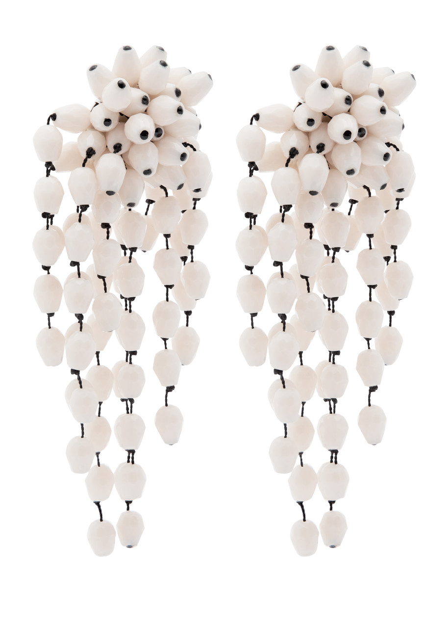 Isabel Marant Hanabi Beaded Clip-on Drop Earrings In Silver