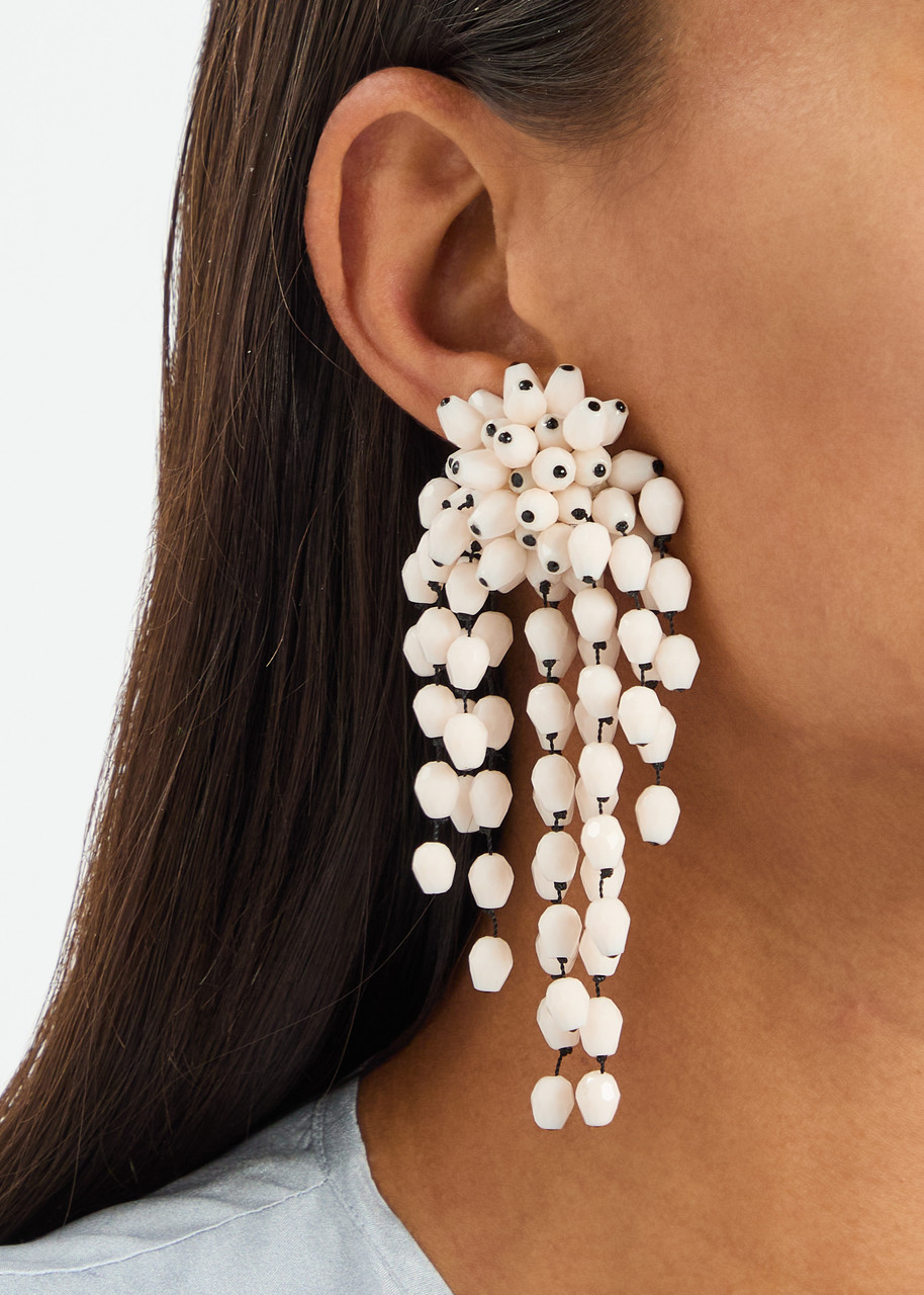 Isabel Marant Hanabi Beaded Clip-on Drop Earrings In Silver