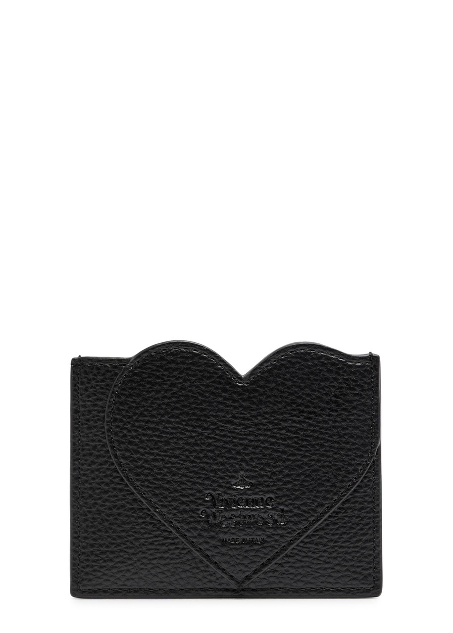 Vivienne Westwood Heart Faux Saffiano Leather Card Holder In Black