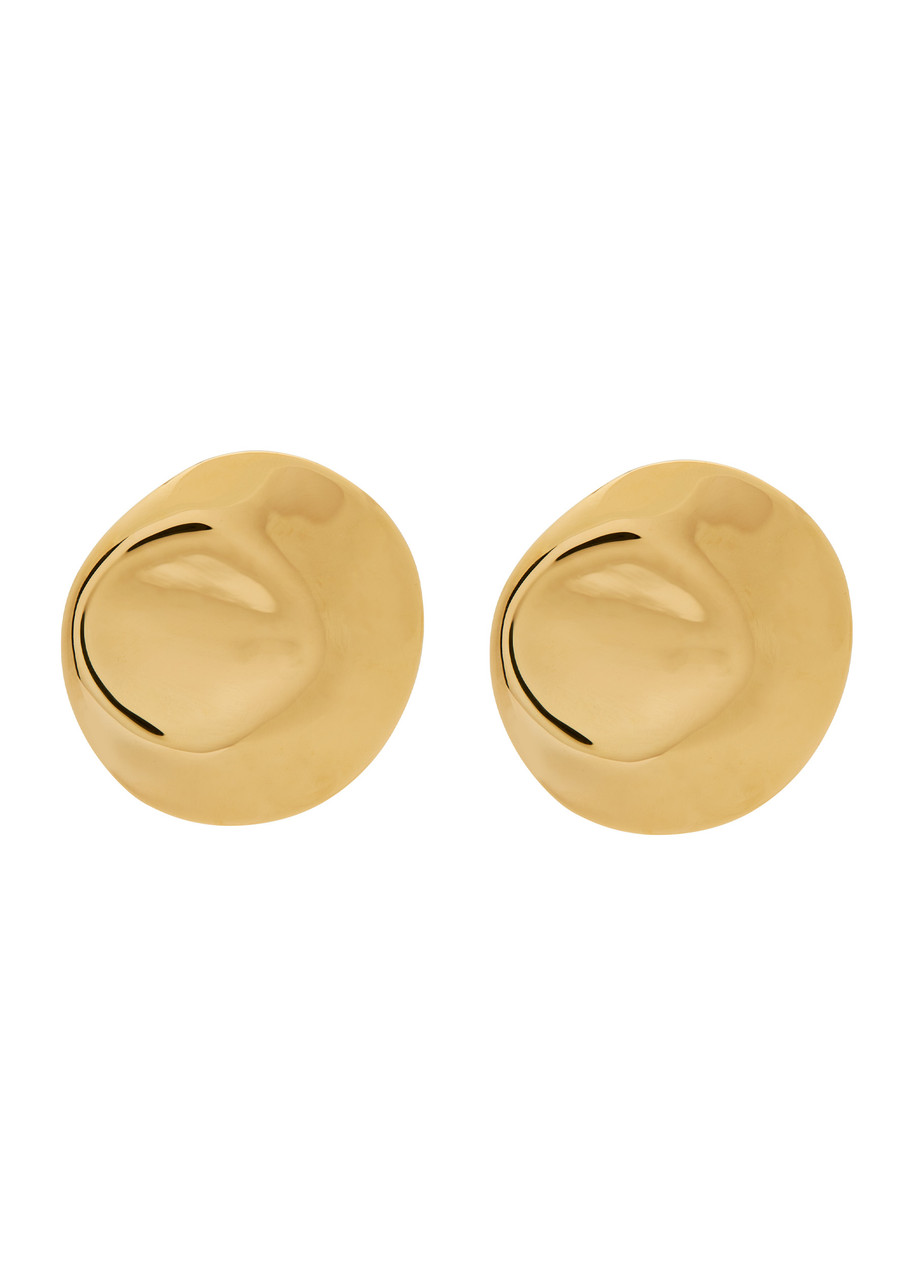 Nina Gordon Dented Medallion 14kt Gold Vermeil Drop Earrings In Gold