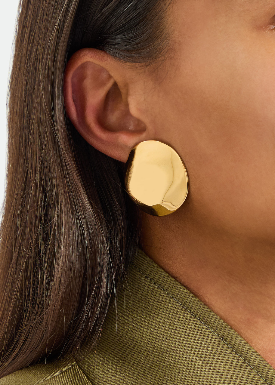 Nina Gordon Dented Medallion 14kt Gold Vermeil Drop Earrings In Gold
