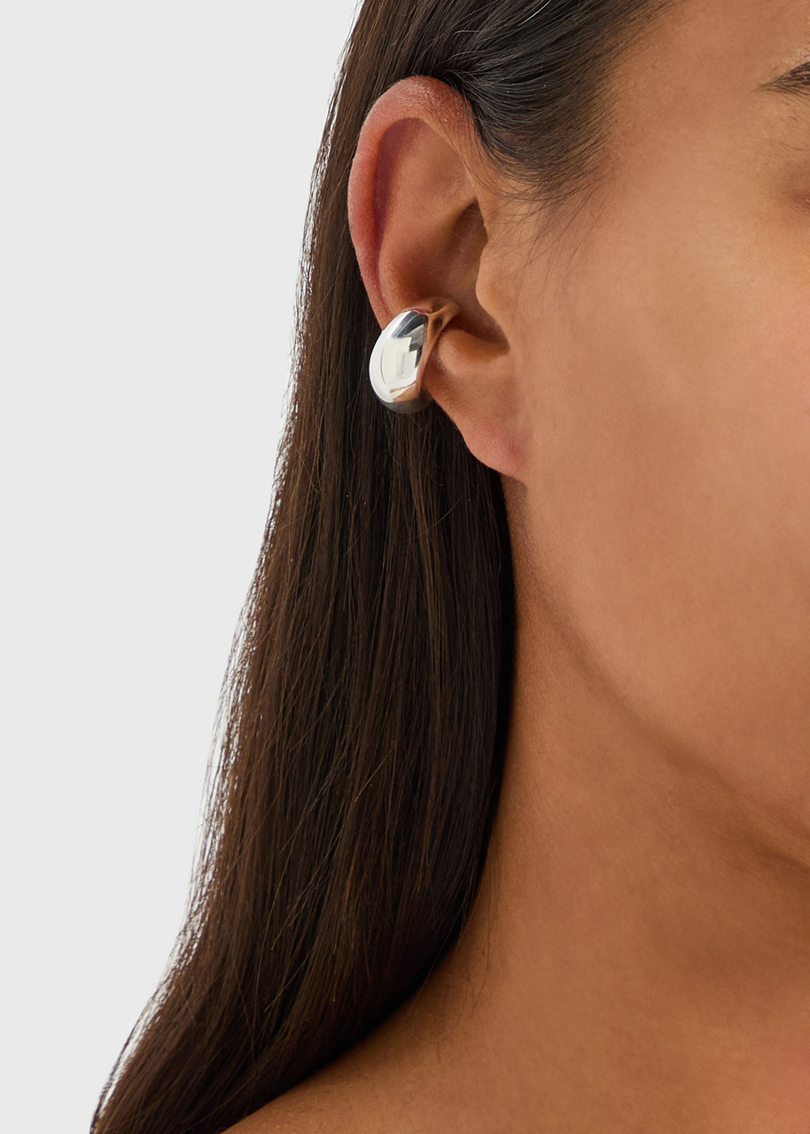 Nina Gordon Concave Small Sterling Silver Ear Cuff In White