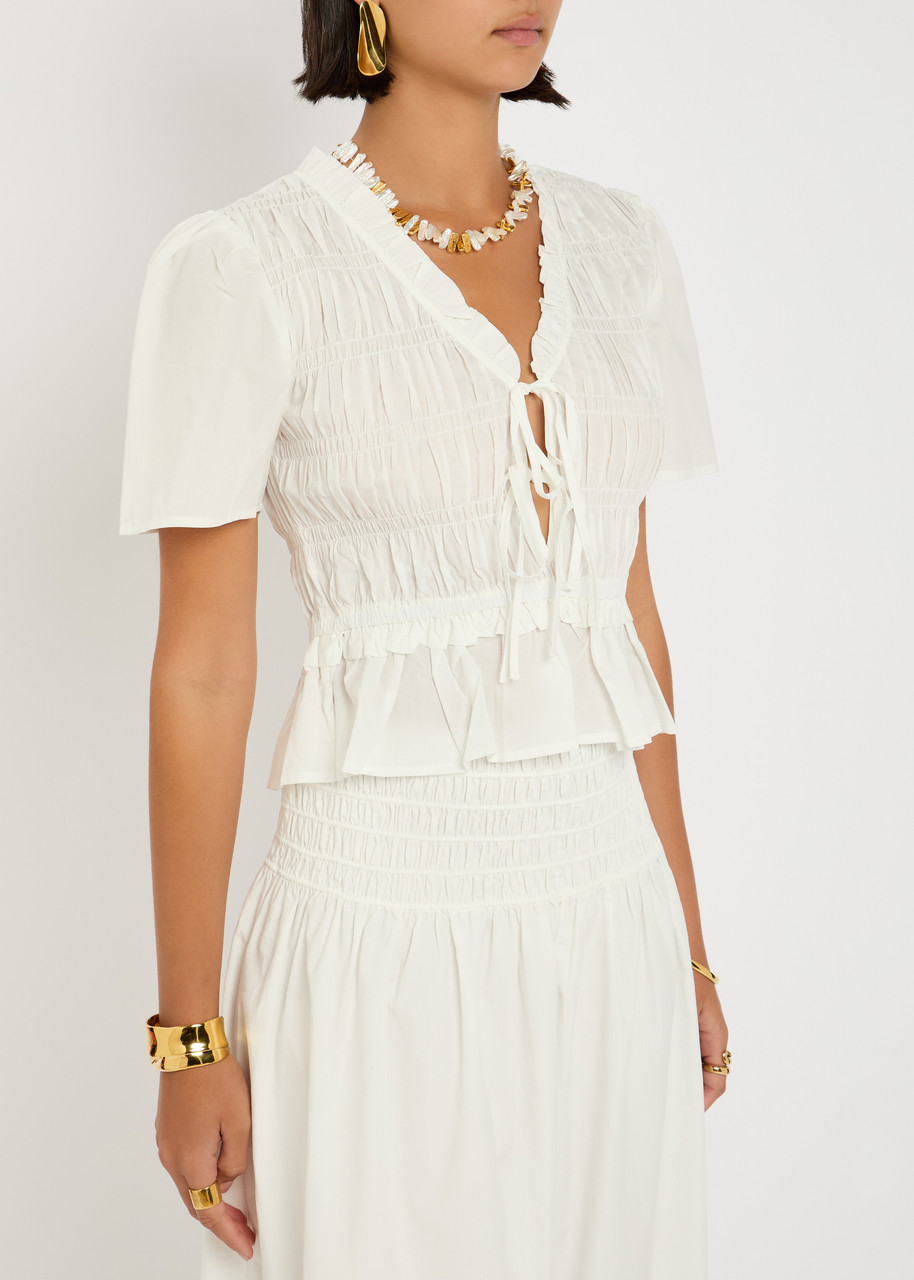 Rails Portia Shirred Cotton-blend Top In White