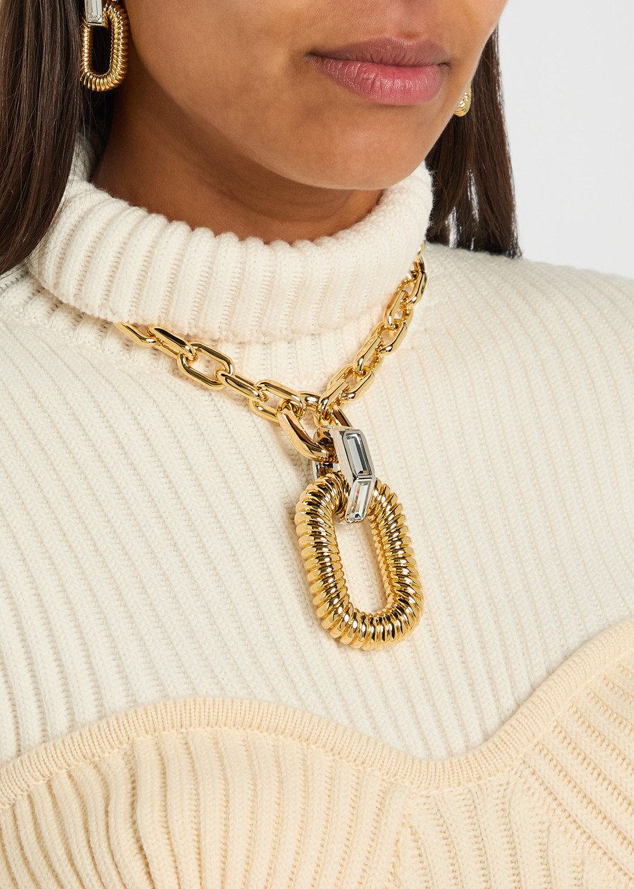 Rabanne Xl Link Two-tone Necklace In Gold