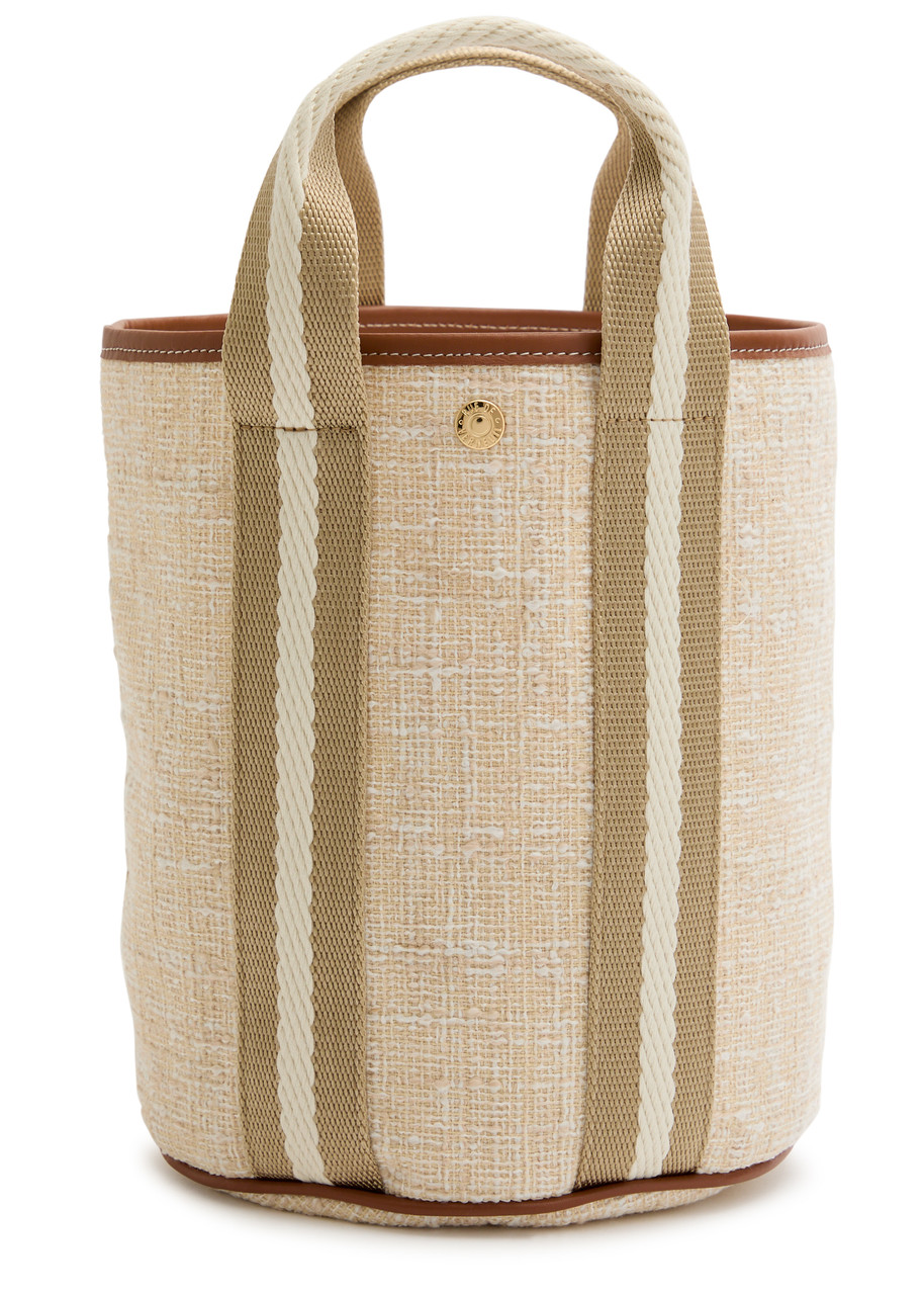 Rue De Verneiul Traversée S Summer Tweed Bucket Bag In Sand