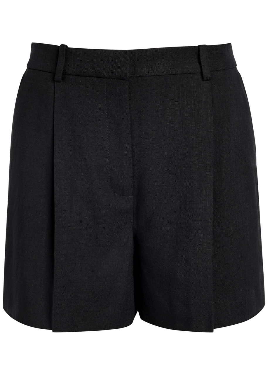 Anine Bing Pleated Trent Tailored Shorts In Black