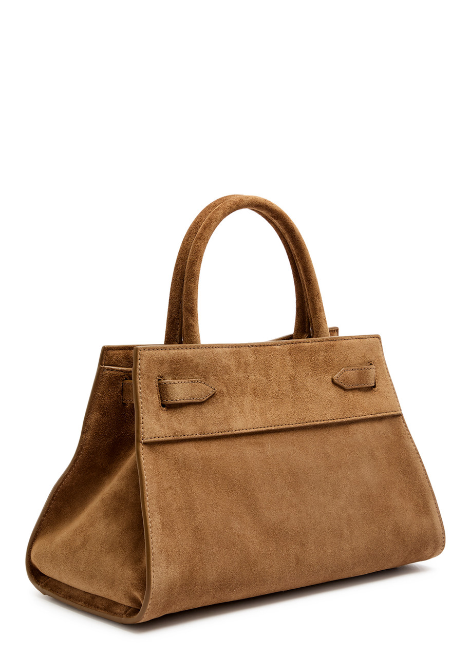 Veronica Beard Dash Suede Top Handle Bag In Brown