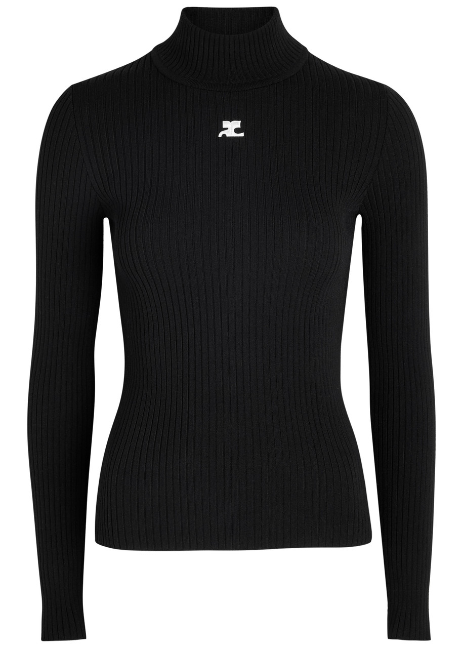 Courrèges Reedition Ribbed Sweater In Black