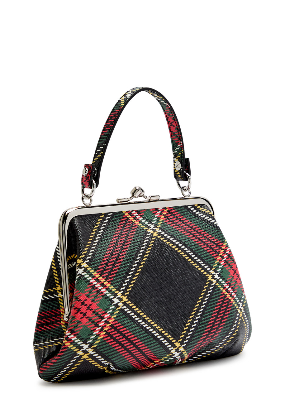 Vivienne Westwood Granny Frame Tartan Faux Leather Top Handle Bag In Multi
