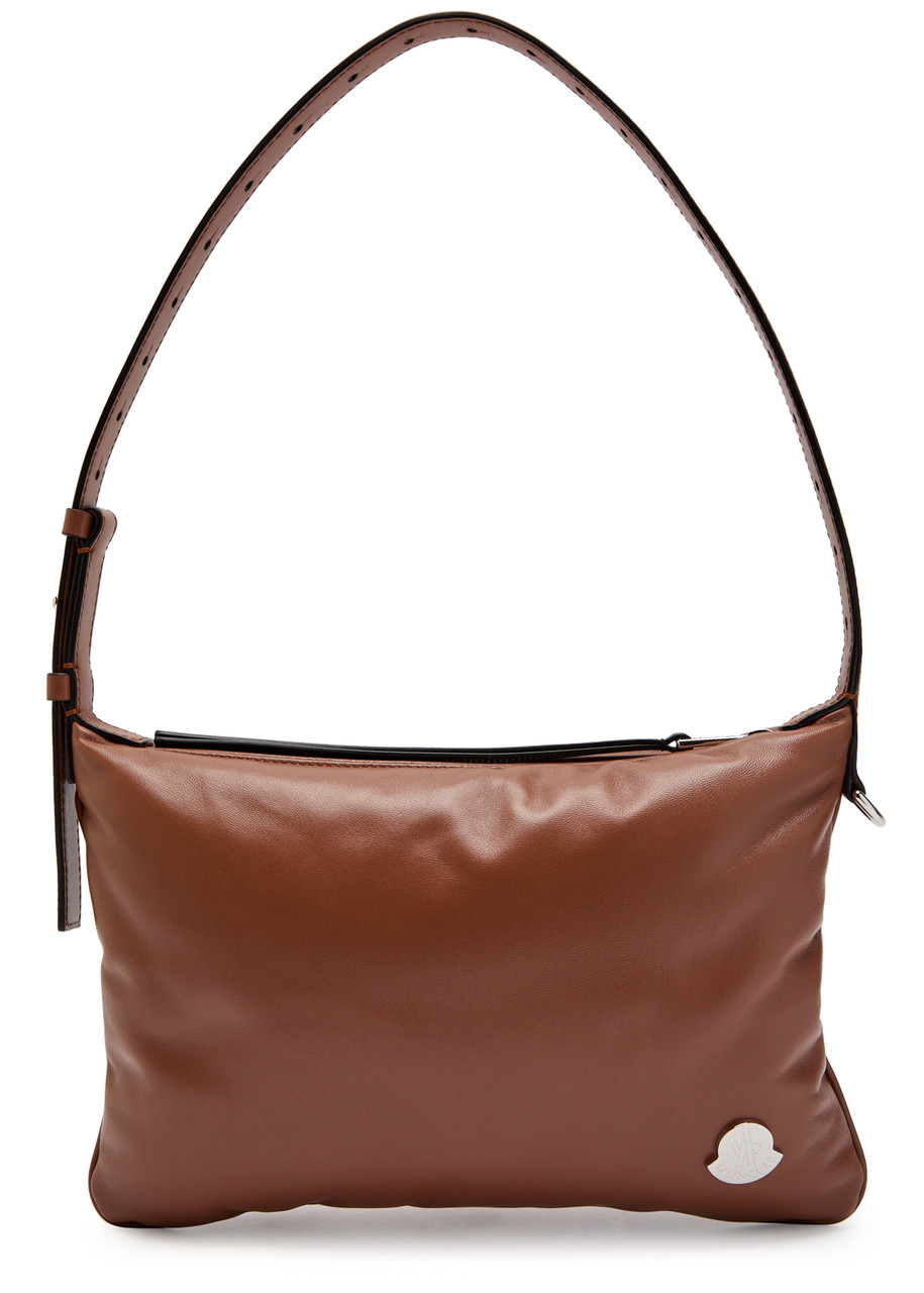 Moncler Vetta Quilted Leather Shoulder Bag In Brown