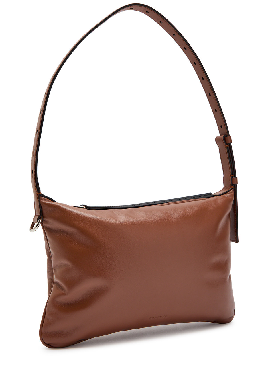 Moncler Vetta Quilted Leather Shoulder Bag In Brown