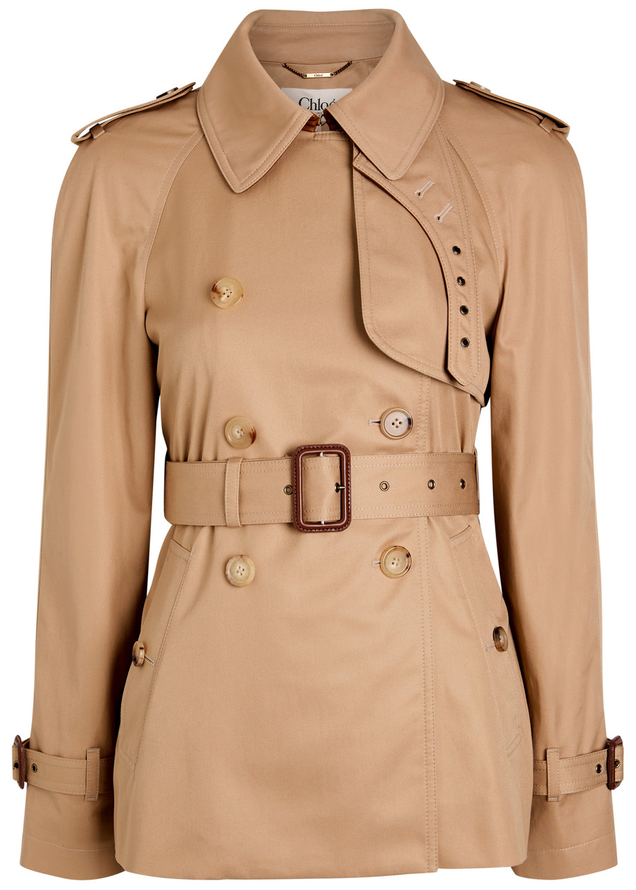 Chloé Chloe Double-breasted Cotton-twill Trench Jacket In Brown